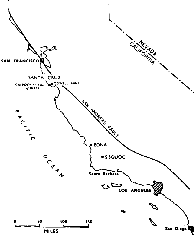 شکل شماره 14 نقشه محل انباشت‌های اصلی ماسه قیری کالیفرنیا
